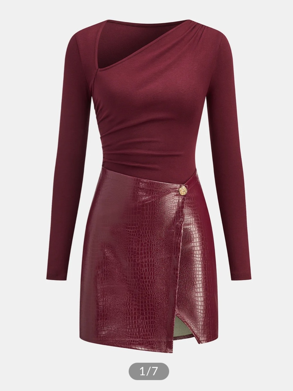 Faux leather panelled mini dress